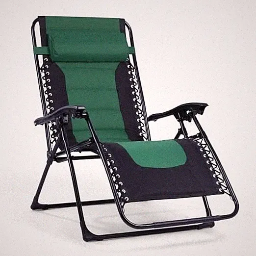 Backyard Expressions Deluxe XL Padded Recliner Chair – Black/Forest Green