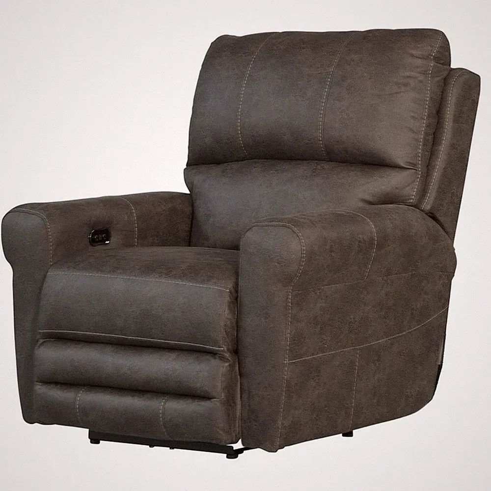 Bowery Hill Power Wall Hugger Recliner in Gray Polyester Fabric