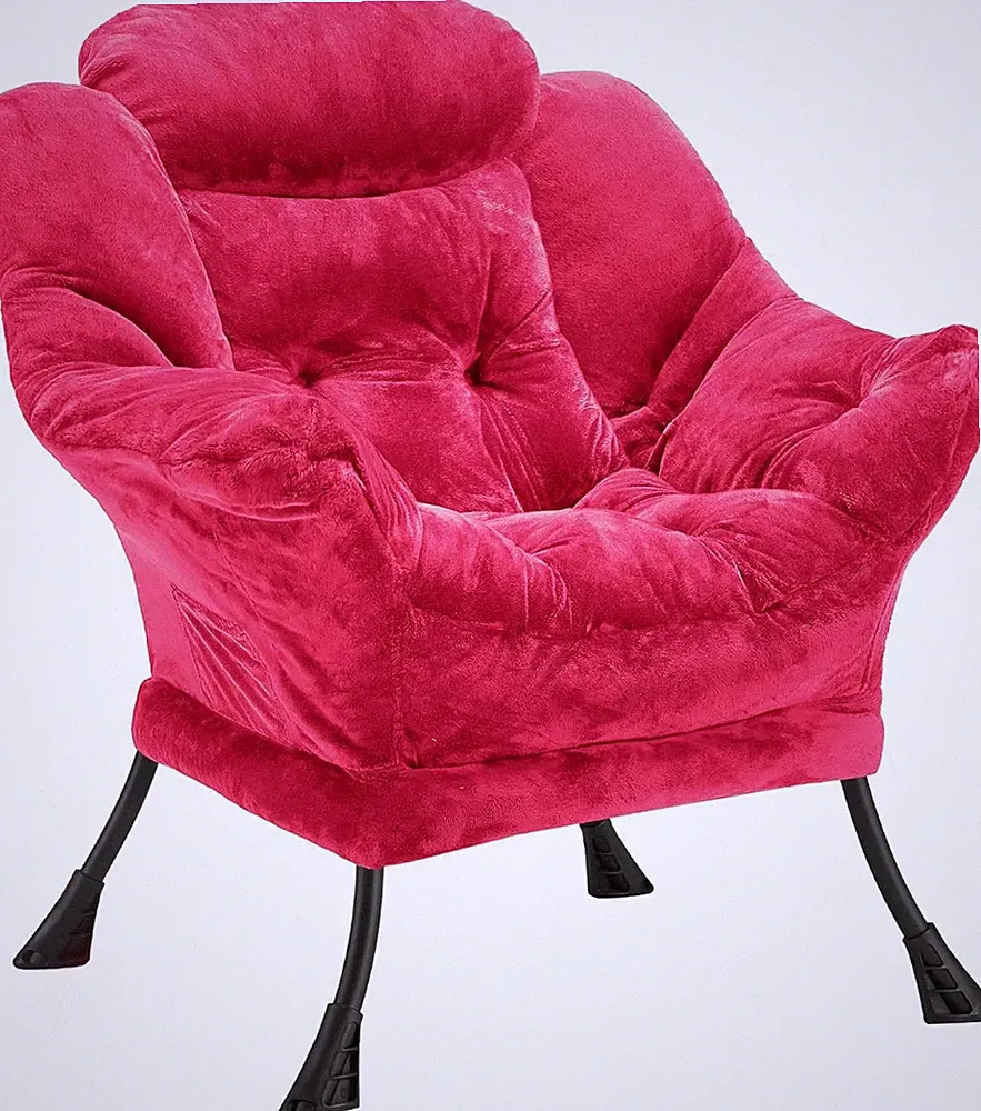 Halituny Fabric Lazy Chair for Adults, Oversized Rose Red