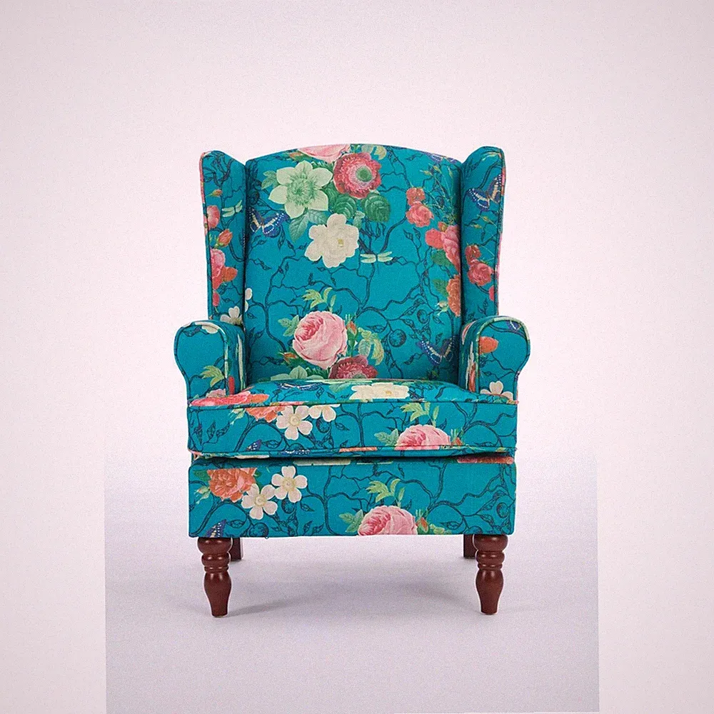 Modern Accent Chair Upholstered Armchair Floral Design Single Sofa Chair