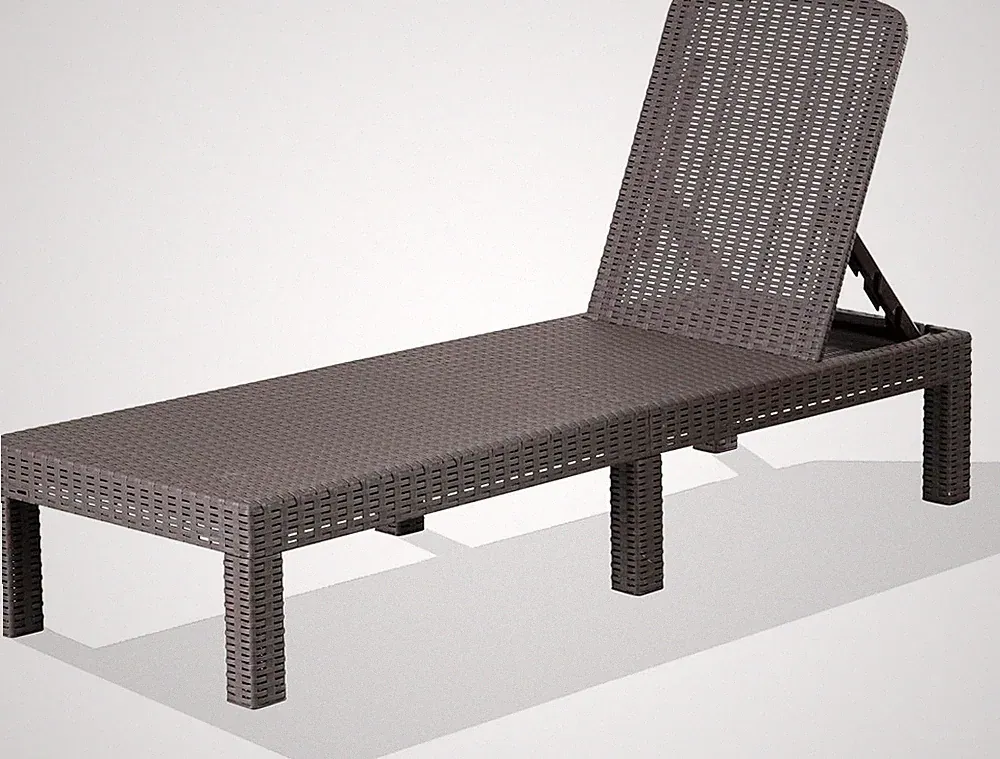 Outdoor Chaise Lounge Chair for Pool, Patio Bench Waterproof Sunbed,Mocha