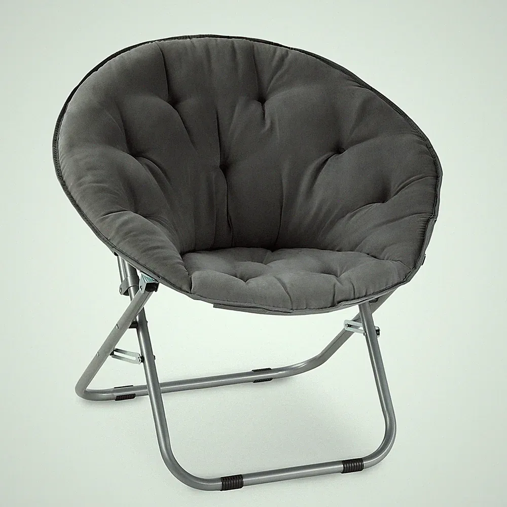 Oversized Moon Chair with Metal Frame Cozy Faux Fur Lounge Chair Grey