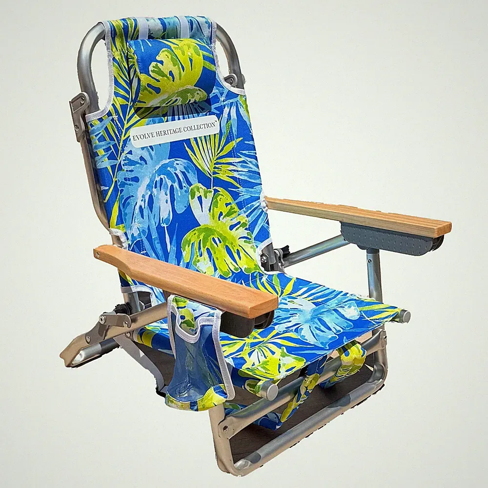 Premium Beach Chair w/Wood Arms & Backpack Carry - Ultra-Lightweight, Foldabl...