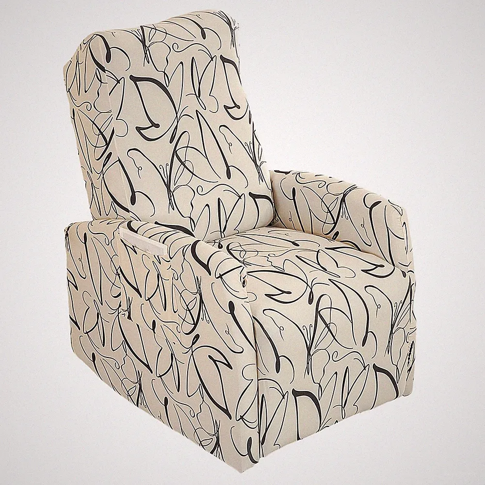 Recliner Chair Covers 4-Pieces Stretch Small Recliner Cover Printed lazyboy R...