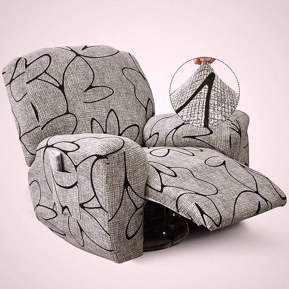 Recliner Slipcover-Stretch Soft Slip Reclining Chair Slipcovers 4 -Pieces Fur...
