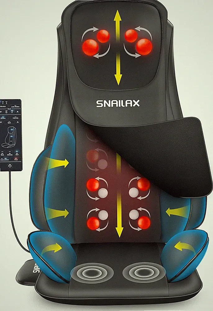 Shiatsu Neck Back Massager with Heat, Massage Chair Pad with Compression, Height